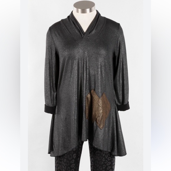 NWT Kozan Dua Tunic metallic silver top sz med - Picture 1 of 9